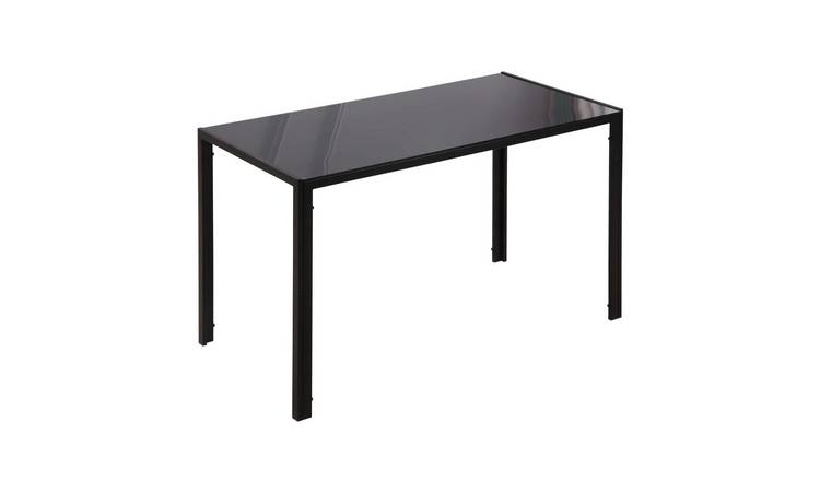 Homcom 4 Seater Metal & Glass Dining Table – Black