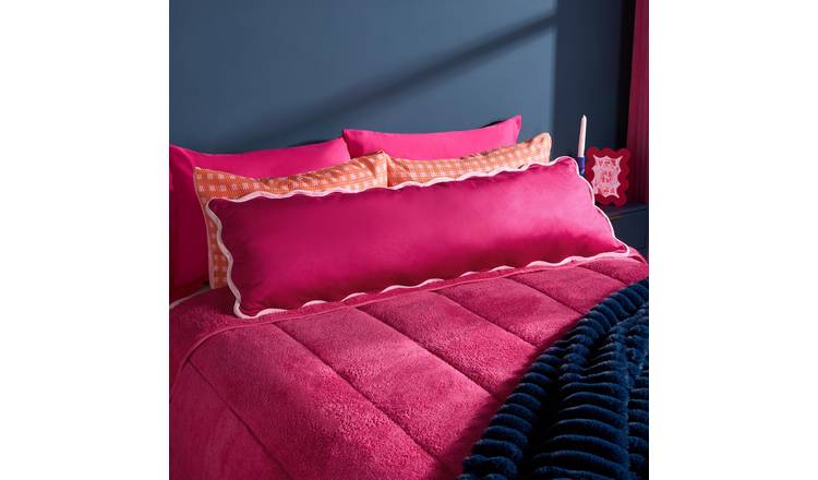 OHS Scallop Piped Edge Bolster Pillow - Hot Pink/ Pink