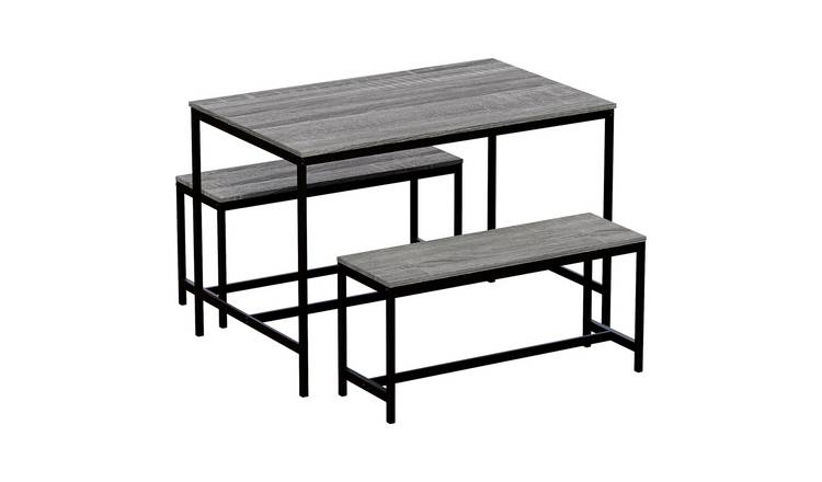 Vida Designs Roslyn 4 Seater Dining Table With Bench Set - Grey
