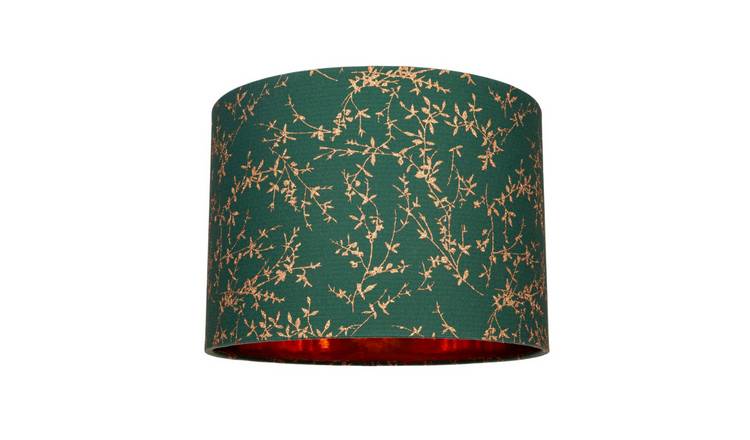 Happy Homewares Forest Green Cotton Fabric with Copper Foil Lampshade - 25cm