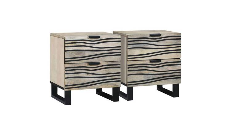 Walplus Pack of 2 4 Drawer Bedside Cabinet - White - 40 x 33 x 46 cm