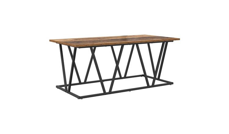 Walplus Engineered Wood and Metal Coffee Table - Dark Wood - 100 x 50 x 40 cm