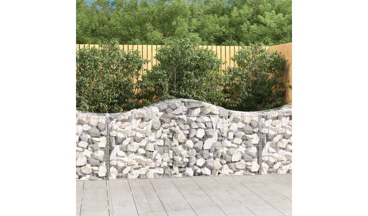 Walplus Pack of 2 Galvanised Iron Gabion Basket - Silver - 200 x 50 x 80-100 cm