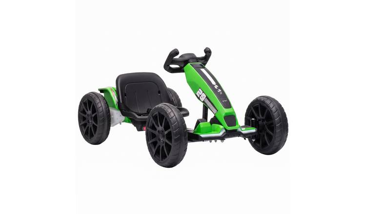 AIYAPLAY 12V Age 3 to 6 Dual Motor LED Adjustable Ride-On Go Kart – Green