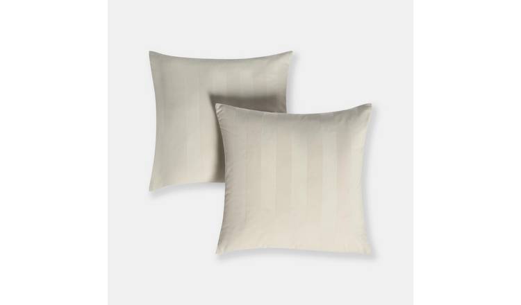 OHS 2 Pack Stripe Velvet Cushion Covers 45 x 45cm - Cream