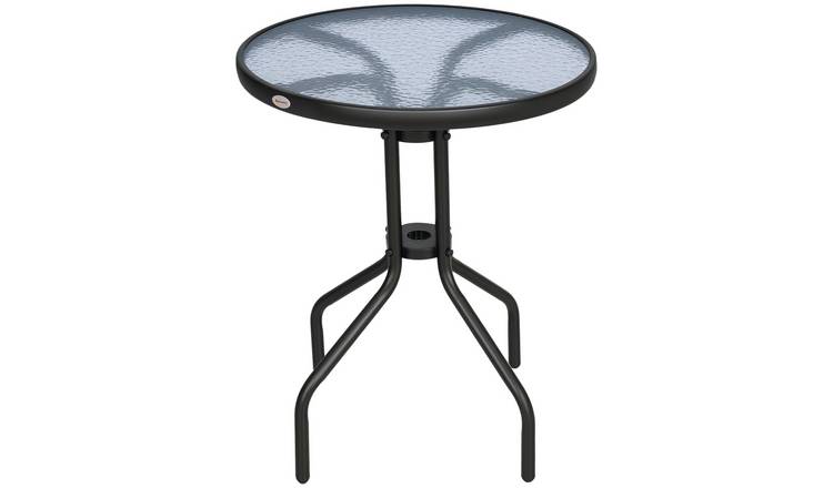 Outsunny Garden Glass Top Bistro Coffee Table - Black