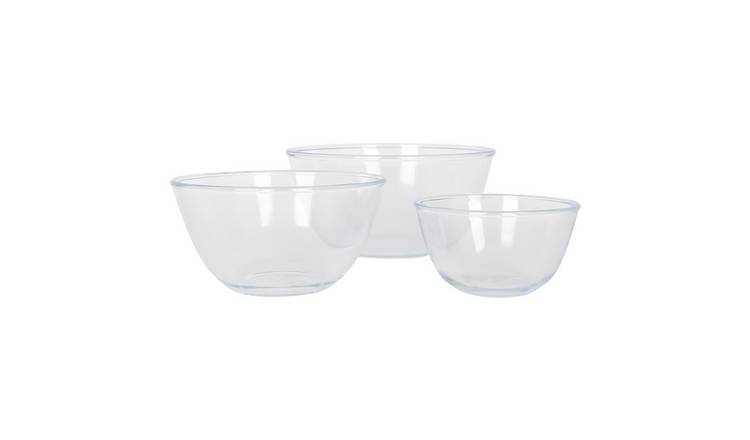 Harbour Housewares Glass Mixing Bowl Set - 3 Sizes