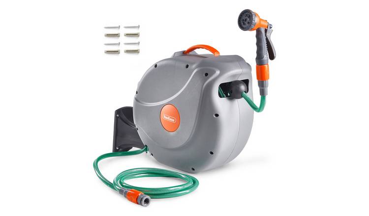 VonHaus 20m Wall Mounted Retractable Garden Hose Reel - Grey