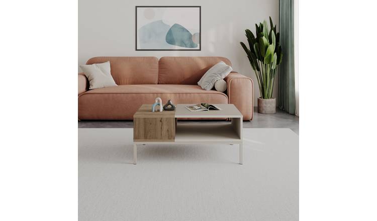 Decortie Cailin Particleboard And Metal Coffee Table - Sandstone & Natural Oak
