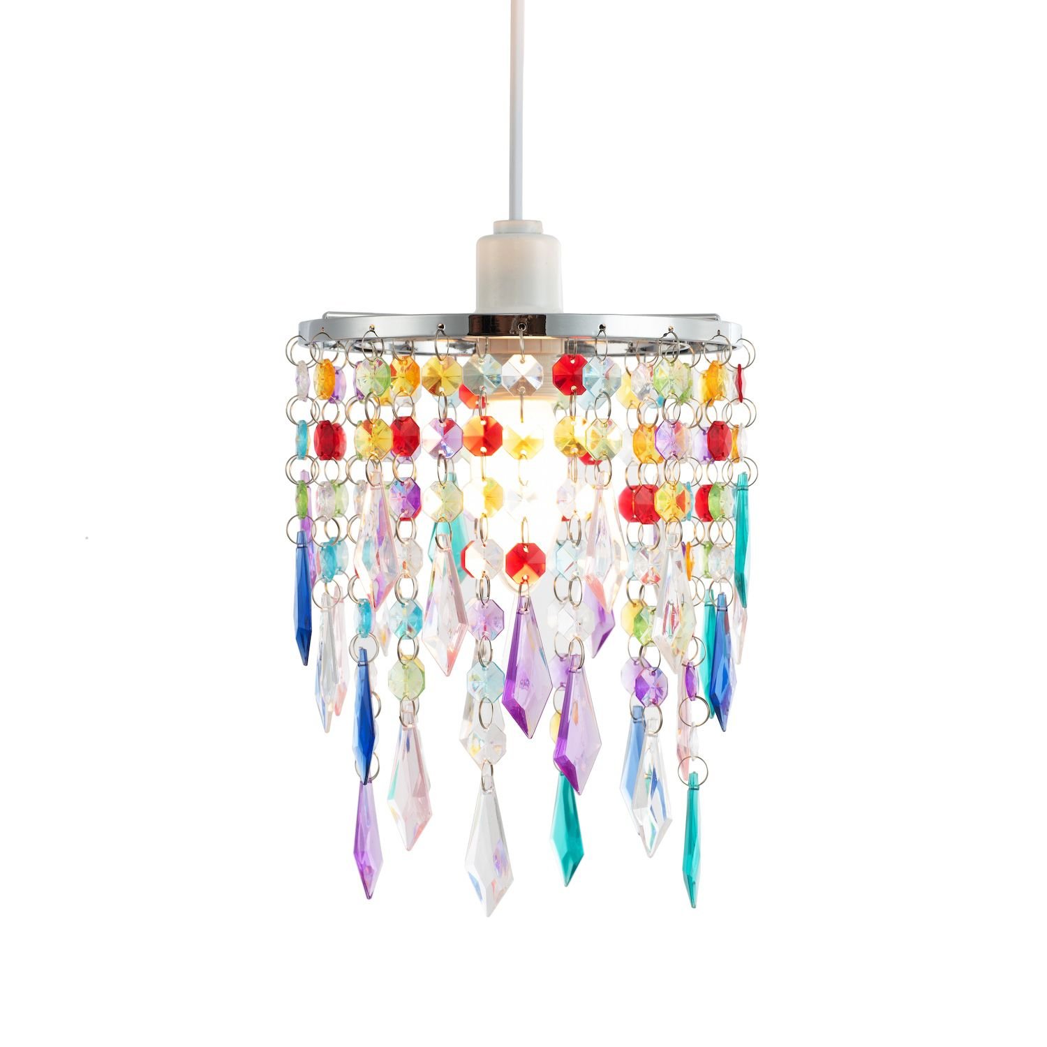 Happy Homewares Multicoloured Waterfall with Acrylic Pendant Shade - 16cm - Image 1