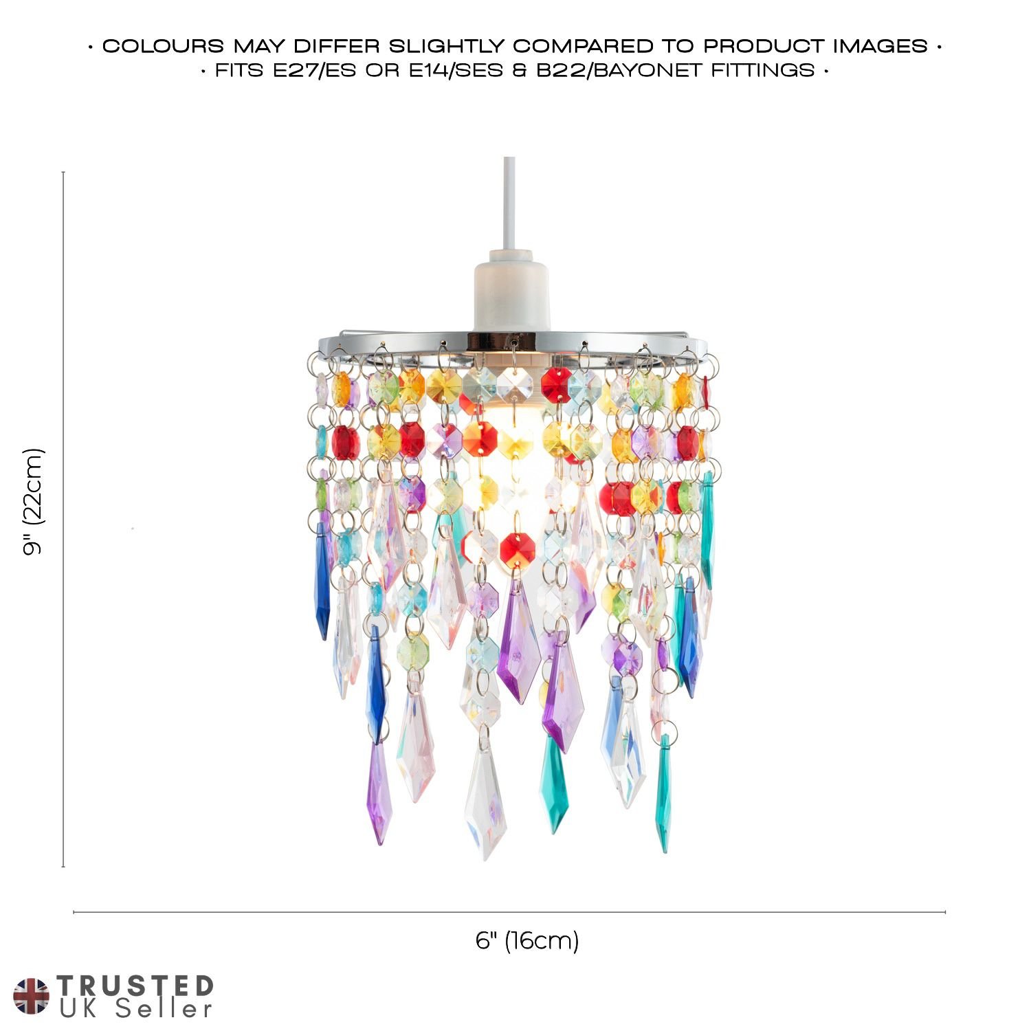 Happy Homewares Multicoloured Waterfall with Acrylic Pendant Shade - 16cm - Image 6