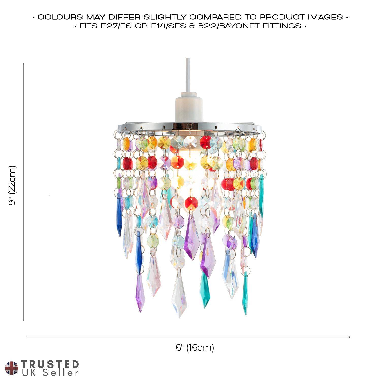 Happy Homewares Multicoloured Waterfall with Acrylic Pendant Shade - 16cm - Image 6