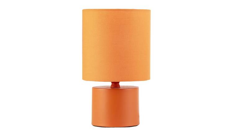 Happy Homewares Dusty Orange with Cotton Fabric Drum Table Lamp - 13cm