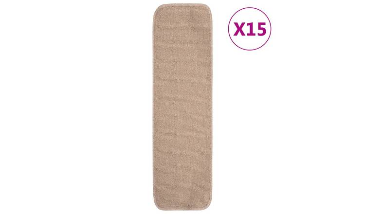 Walplus Pack of 15 Rectangular Polypropylene Stair Mats - Beige - 20 x 75 cm