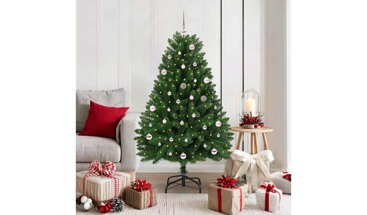 Walplus PVC and Metal Pink Ornaments Artificial Christmas Tree - Green - 150 cm