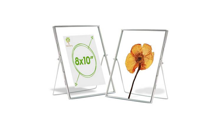 Nicola Spring Standing Metal Photo Frames - 8" x 10" - Set of 2 - Silver
