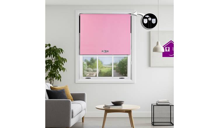 Furnished Pink Blackout Roller Blind Triple Square Eyelets - 125 x 210cm