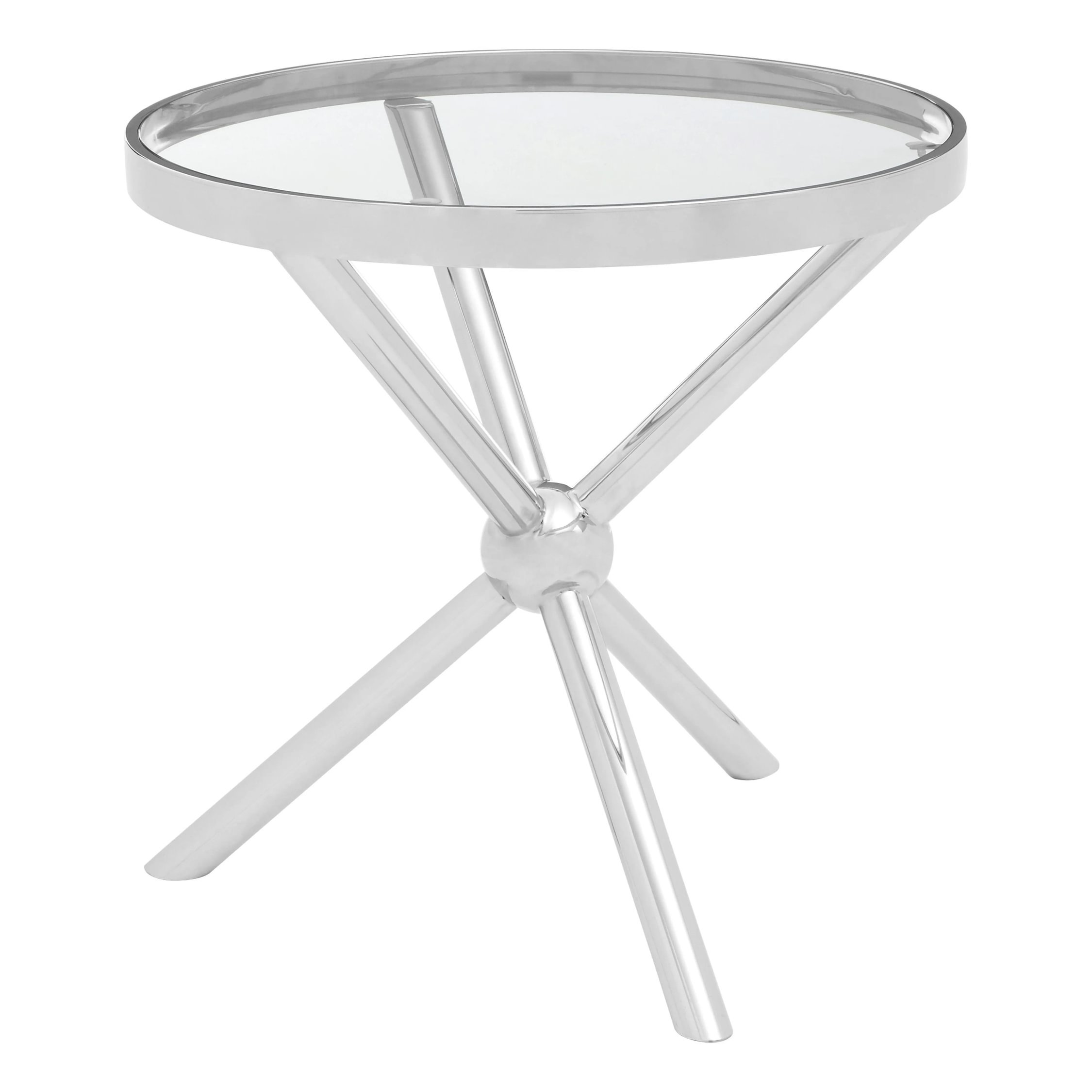 Orsina Novo Round Tempered Glass Side Table - Silver - Image 2