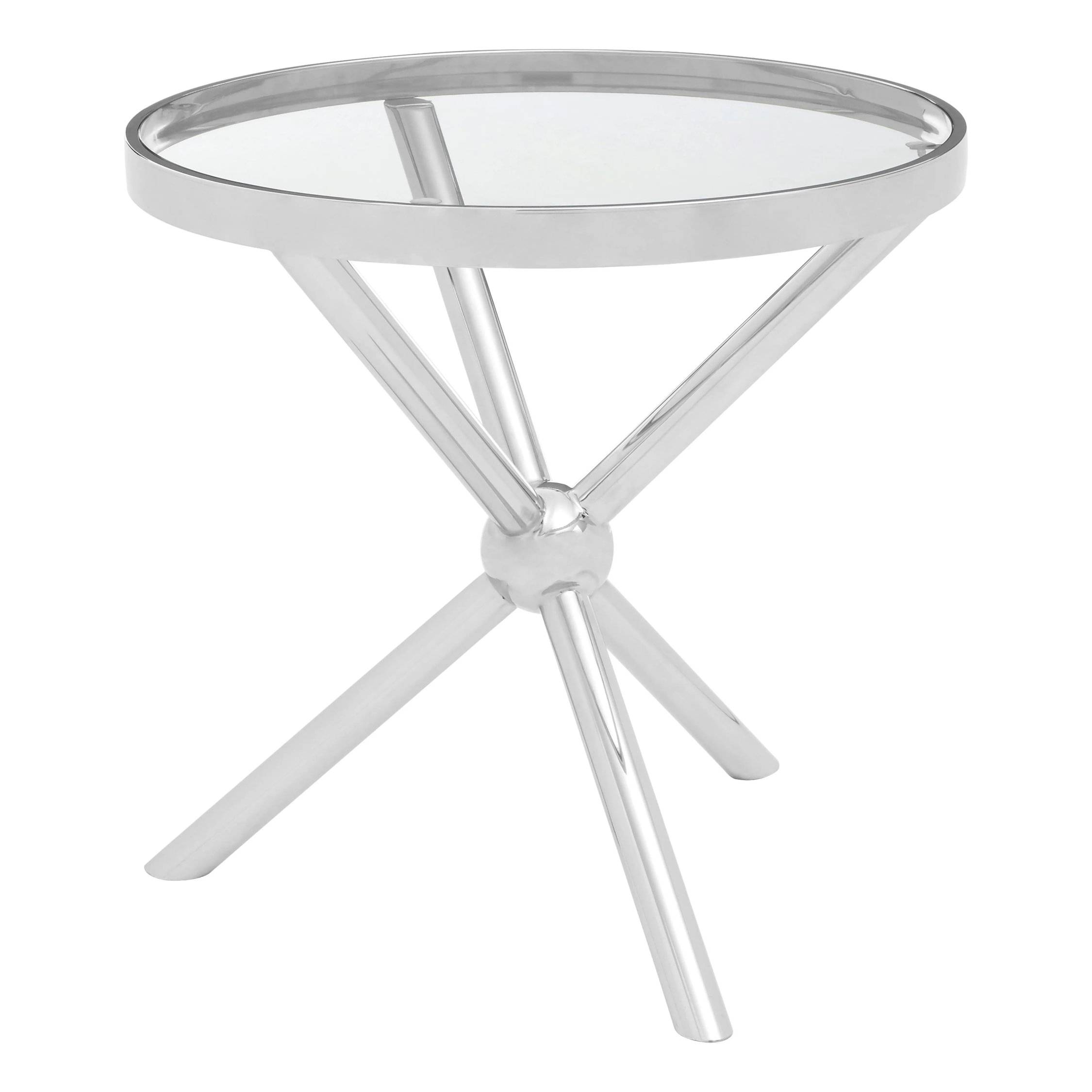 Orsina Novo Round Tempered Glass Side Table - Silver - Image 2