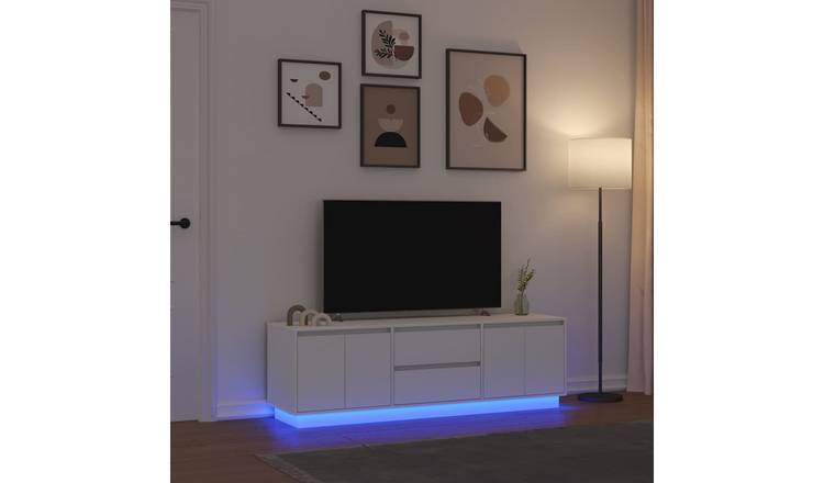 Walplus LED Engineered Wood TV Cabinet - White - 160.5 x 41 x 50 cm