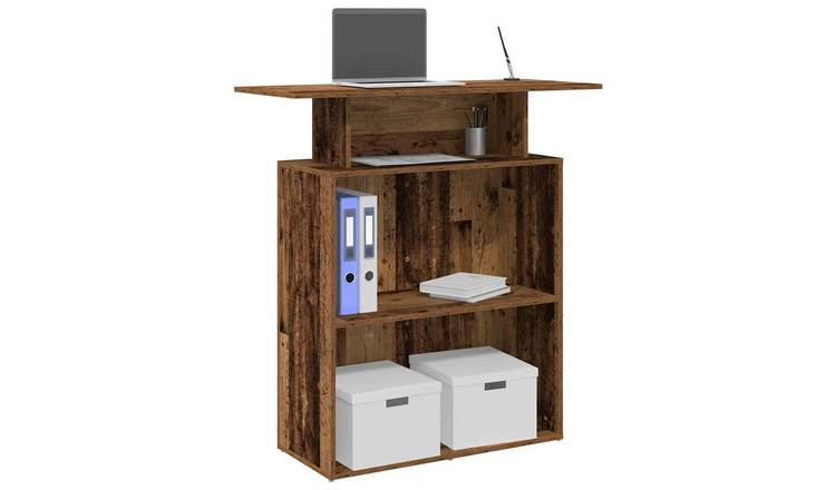 Walplus Engineered Wood Reception Desk - Dark Wood - 100 x 40 x 104 cm