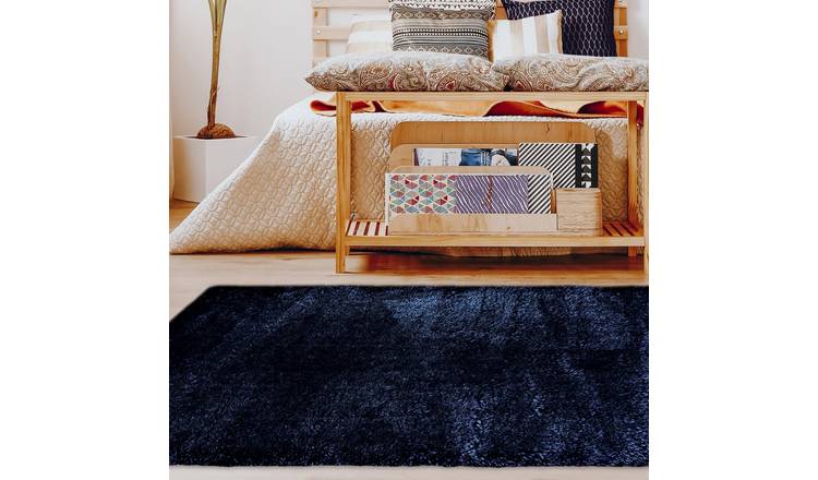 Mega Flooring Blue Shaggy Plain Rug - 200 x 290cm