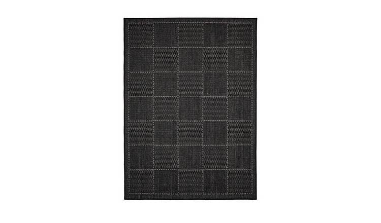 Mega Flooring Black Modern Chequered Rug - 60 x 110cm