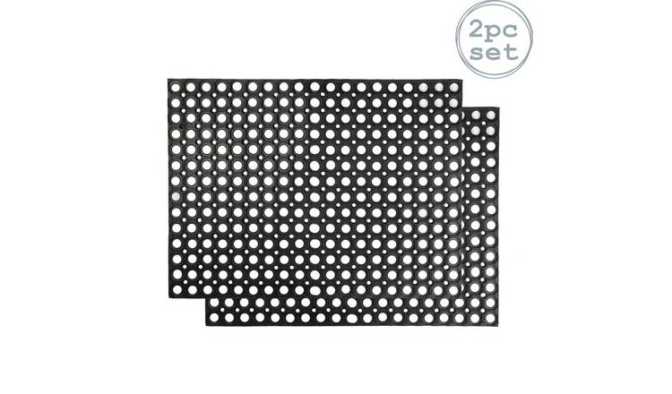 Nicola Spring Heavy Duty Rubber Door Mats - Black - Pack of 2