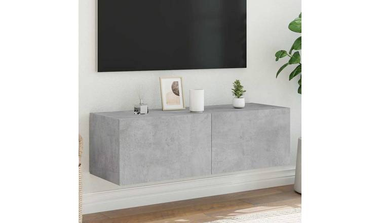 Walplus LED Engineered Wood TV Wall Unit - Stone Grey - 100 x 35 x 31 cm