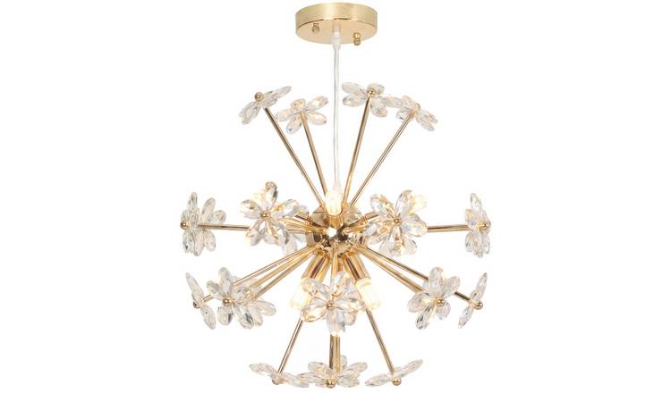 HOMCOM Modern Crystal Chandeliers Ceiling Light - Clear