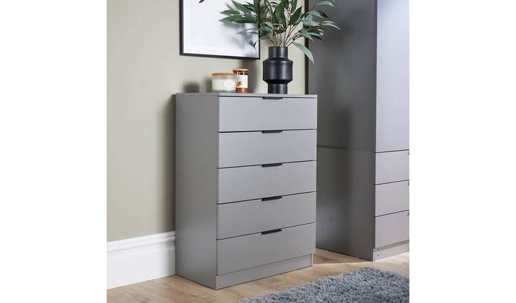 Home Source Phoenix 5 Drawer Chest - Grey