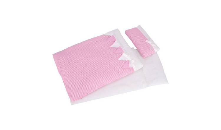Goki 3 Piece Bedding Set for Dolls House - Pink Stripes