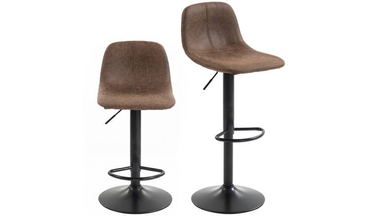 HOMCOM Set of 2 Modern Bar Stools with Footrest - Brown
