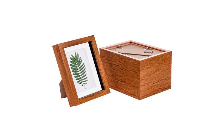 Nicola Spring 3D Box Photo Frames - 5 x 7" with Mount - Set of 5 - Dark Wood