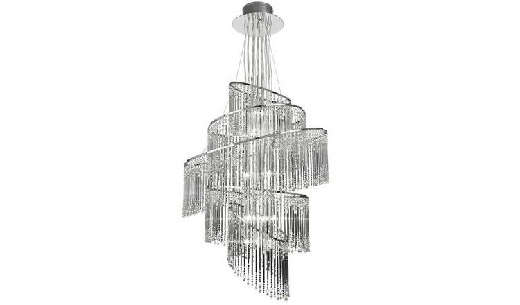 Loops Direct Glass and Steel 24-Light Chandelier Pendant - Clear