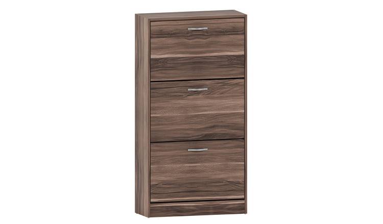 Vida Designs 3 Drawer Shoe Cabinet - Walnut