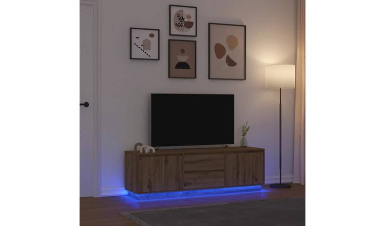 Walplus LED Engineered Wood TV Cabinet - Oak - 160.5 x 41 x 50 cm