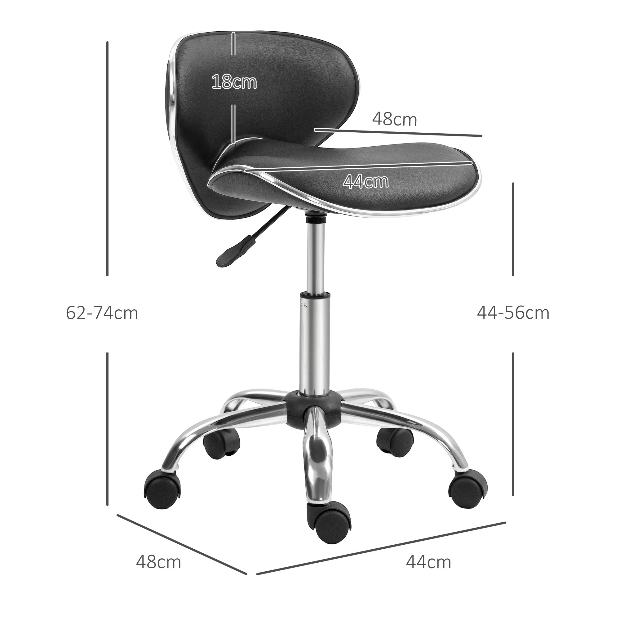 HOMCOM Adjustable Rolling Swivel Beauty Salon Chair - Black - Image 7