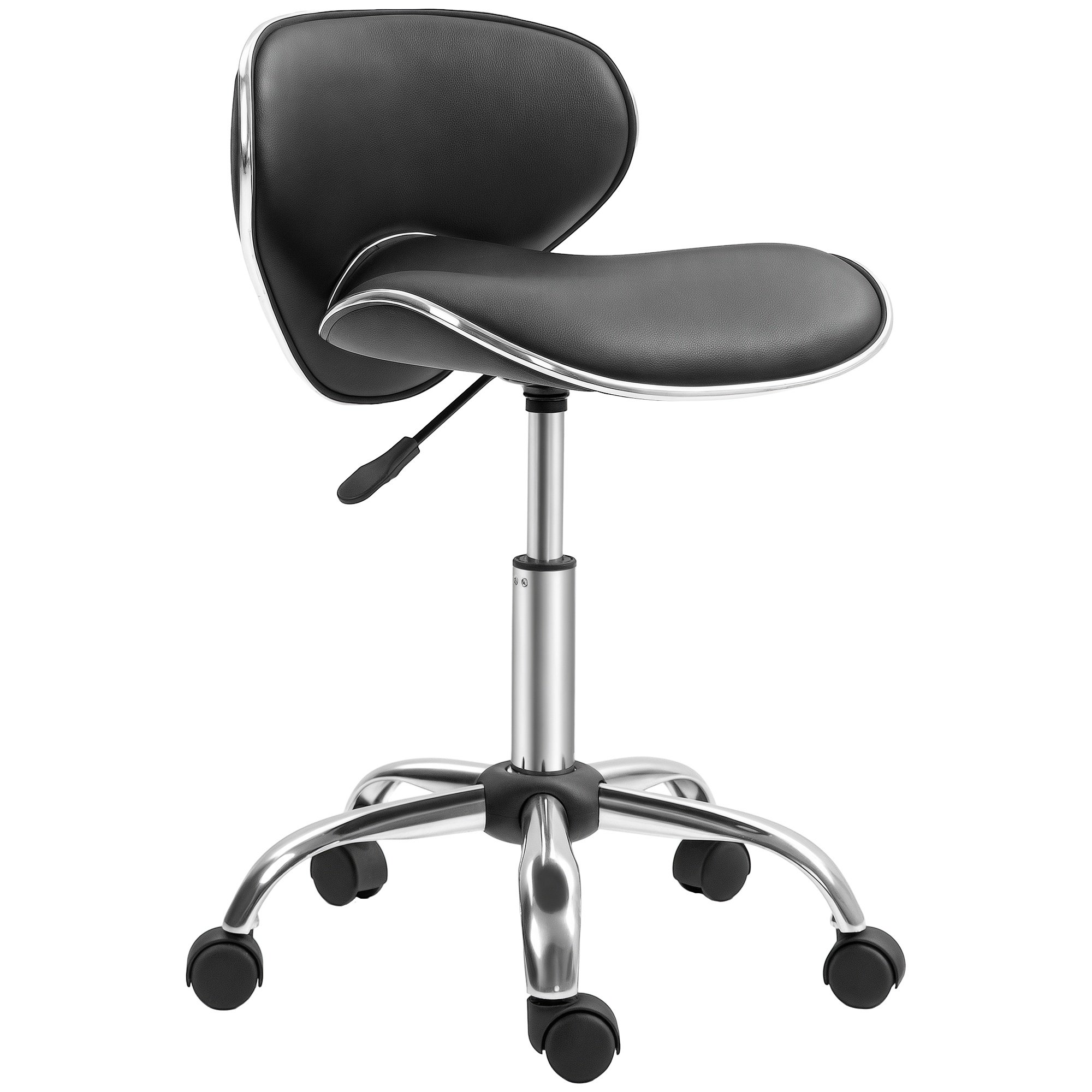 HOMCOM Adjustable Rolling Swivel Beauty Salon Chair - Black - Image 1