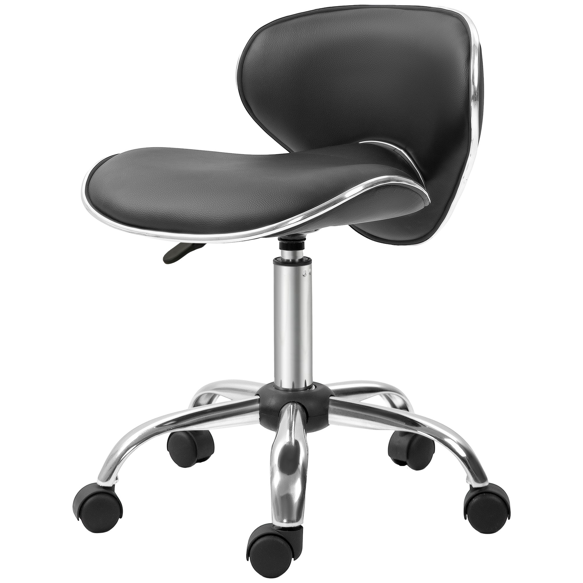 HOMCOM Adjustable Rolling Swivel Beauty Salon Chair - Black - Image 2
