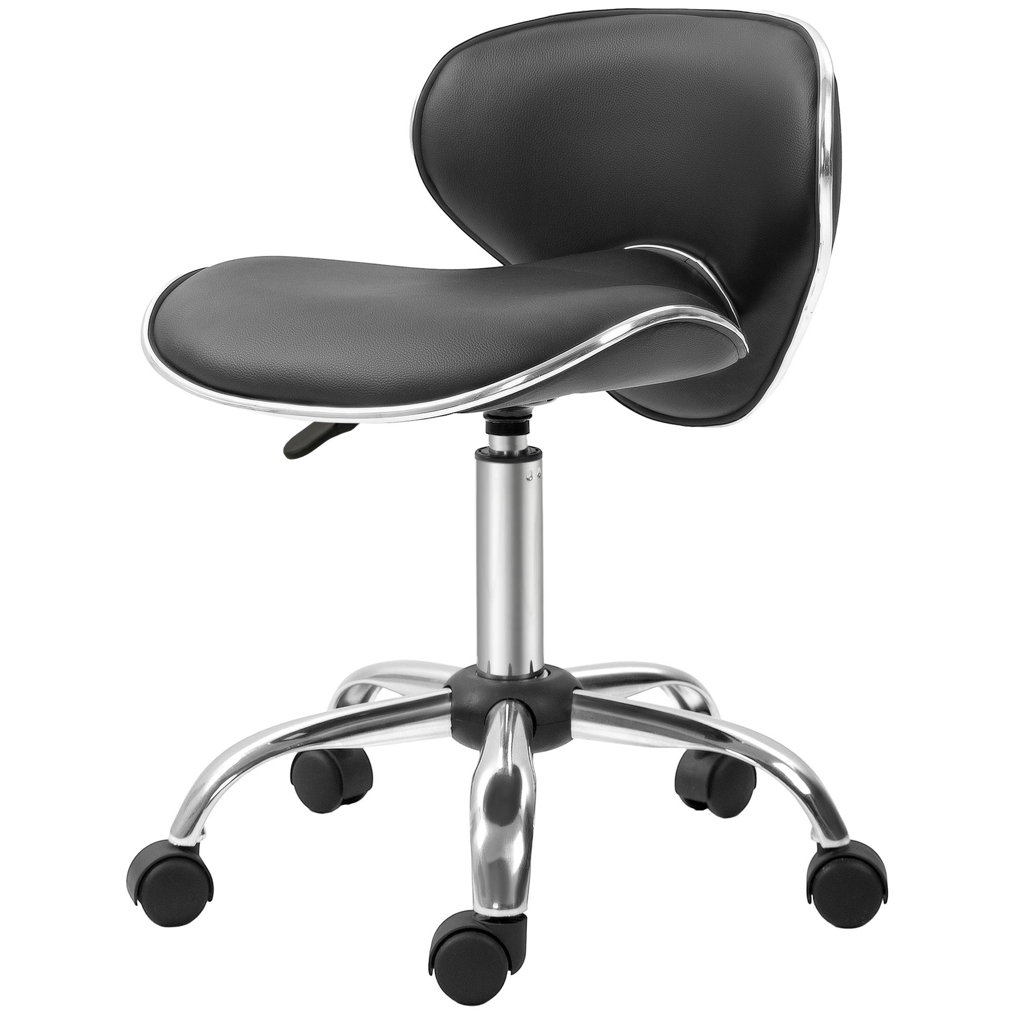 HOMCOM Adjustable Rolling Swivel Beauty Salon Chair - Black - Image 2