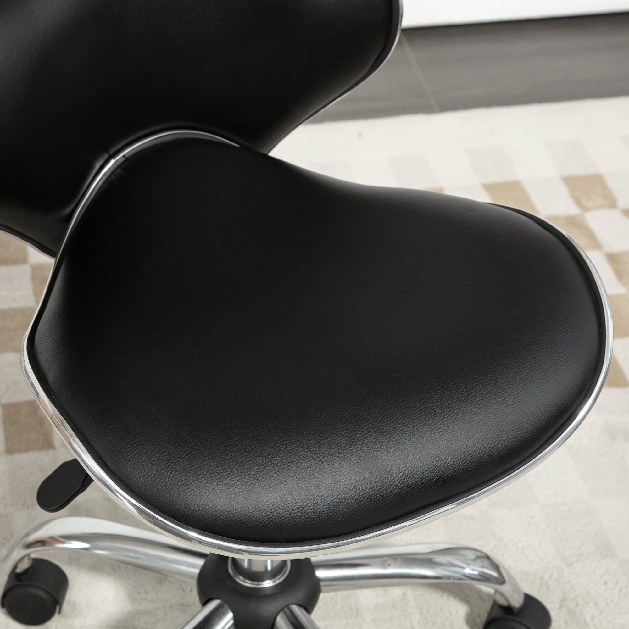 HOMCOM Adjustable Rolling Swivel Beauty Salon Chair - Black - Image 6