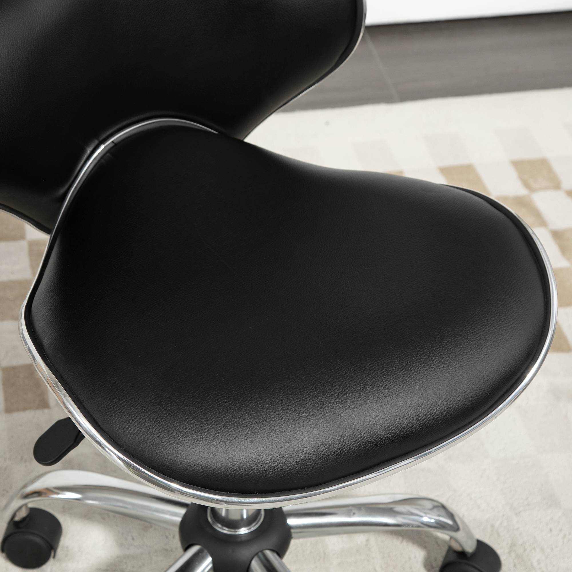 HOMCOM Adjustable Rolling Swivel Beauty Salon Chair - Black - Image 6