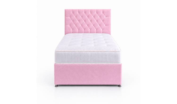 Comfy Deluxe 4ft Small Double       Velvet  Divan Bed Set -  Pink
