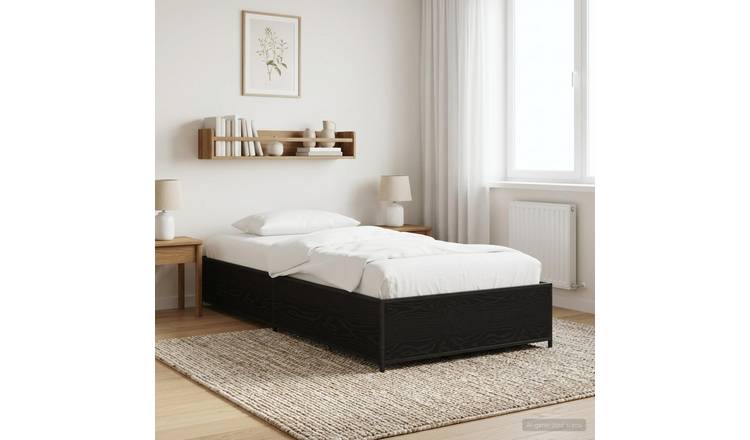 Walplus Engineered Wood Small Single Bedframe - Black Oak
