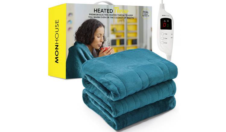 MONHOUSE Single Heated Blanket Electric Throw - Teal