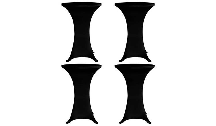 Walplus Pack of 4 Standing Table Cover Stretch - Black - dia 80 cm