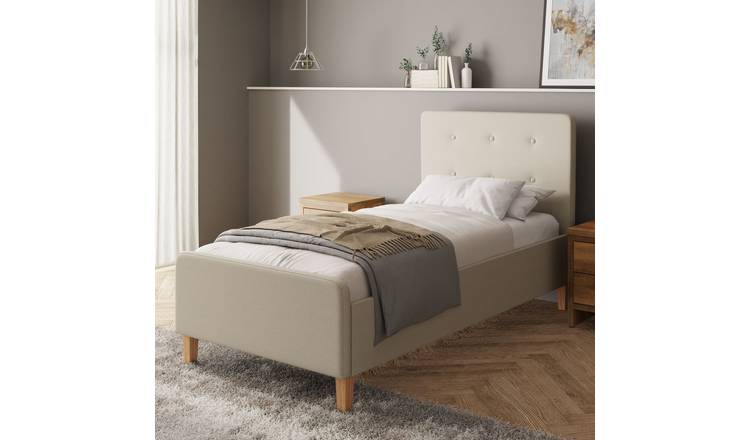 GFW Ashbourne Single Fabric Side Lift Ottoman Bed with Mattress - Natural