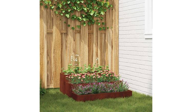 Walplus Corten Steel Garden Planter - Rusty - 90 x 90 x 35 cm