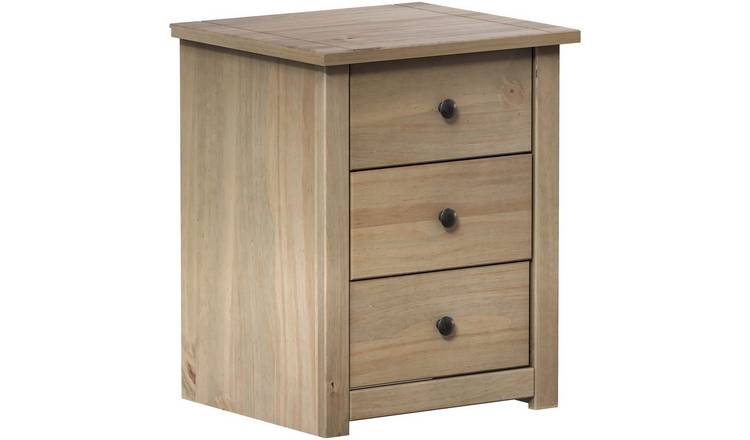 Vida Designs Panama 3 Drawer Bedside Chest - Oak
